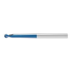 Ball End Mill: 12.00 mm Dia, 11.00 mm LOC, 2 Flute, Solid Carbide