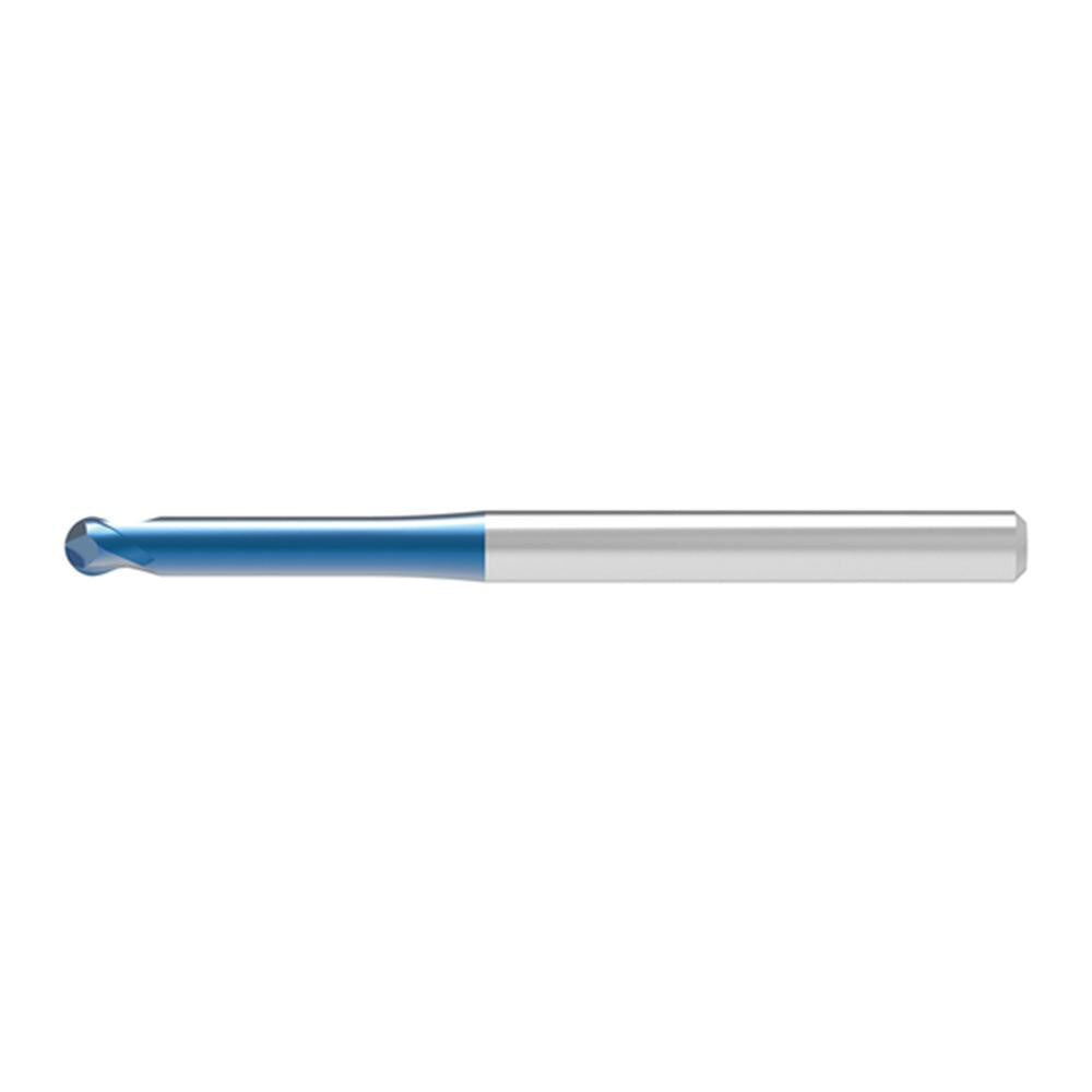 Ball End Mill: 6.00 mm Dia, 3.50 mm LOC, 2 Flute, Solid Carbide