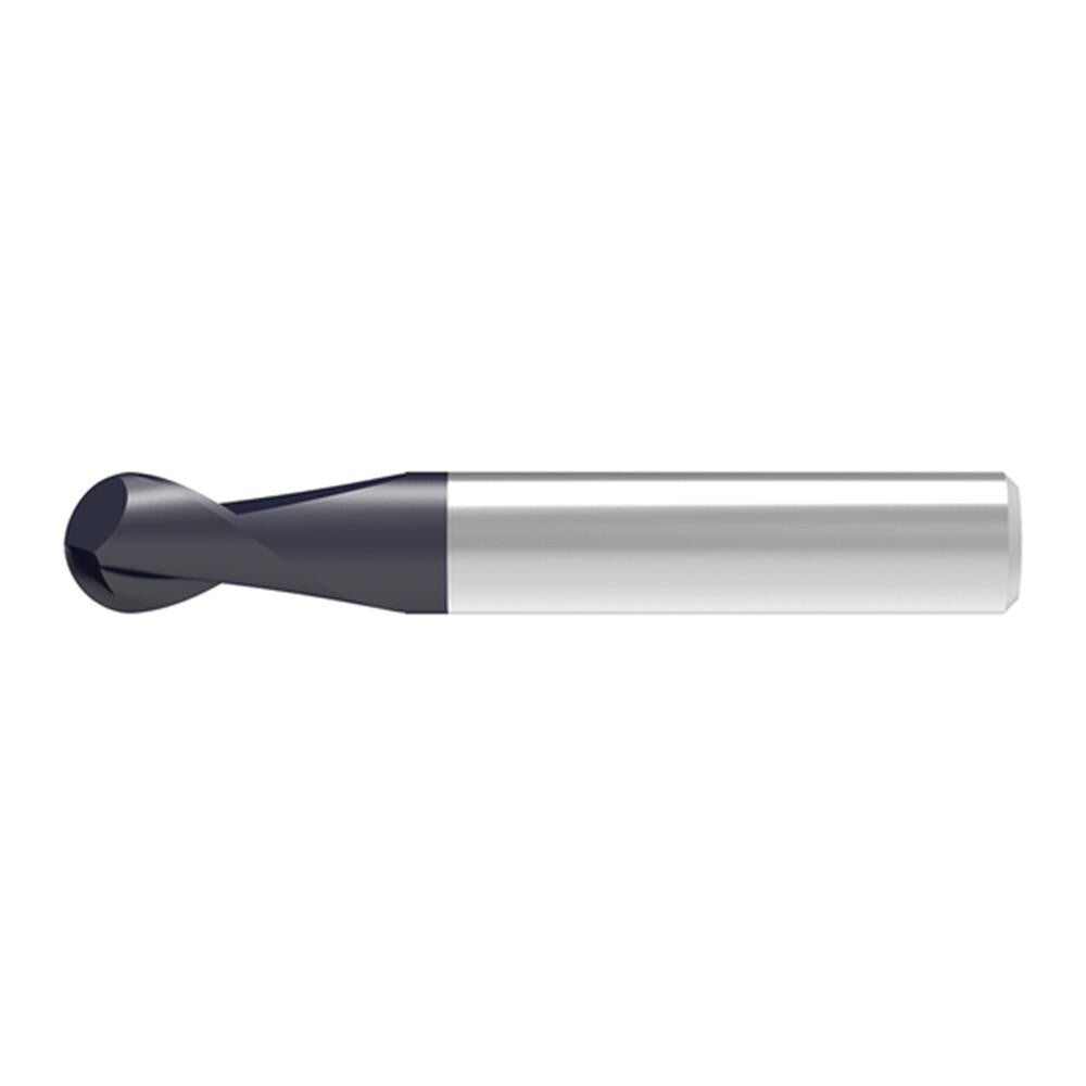 Ball End Mill: 4.00 mm Dia, 7.00 mm LOC, 2 Flute, Solid Carbide