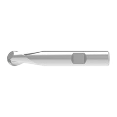 Ball End Mill: 16.00 mm Dia, 20.00 mm LOC, 2 Flute, Solid Carbide
