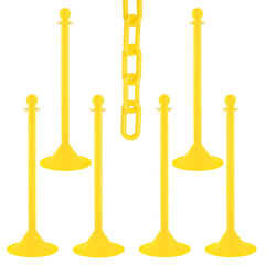 Pedestrian Barrier Kits; Chain Material: Polyethylene; Post Material: HDPE; Surface Pattern: Solid Color; Chain Color: Yellow; Post Color: Yellow; Chain Trade Size: 8; Inside Link Length: 1.32 in; Inside Link Width: 0.47