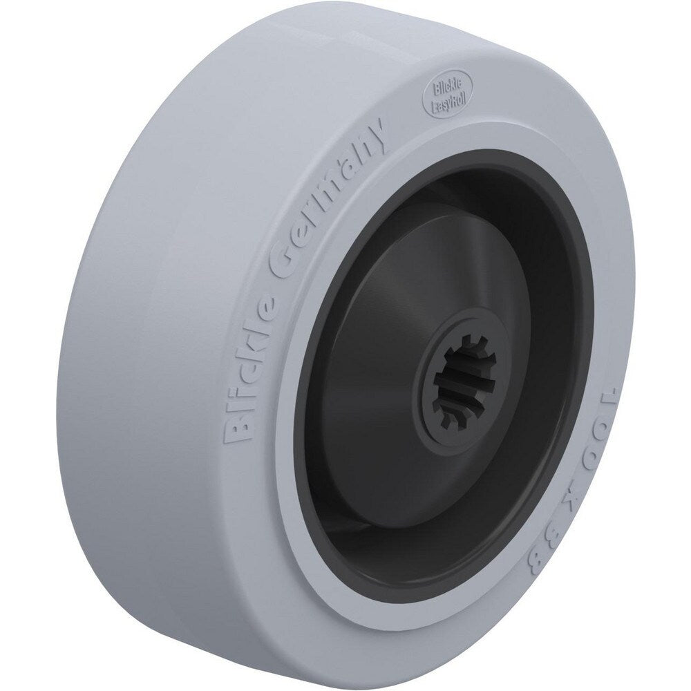 Rigid & Swivel Caster Wheel: Rubber, 4" Dia, 1-1/4" Wide