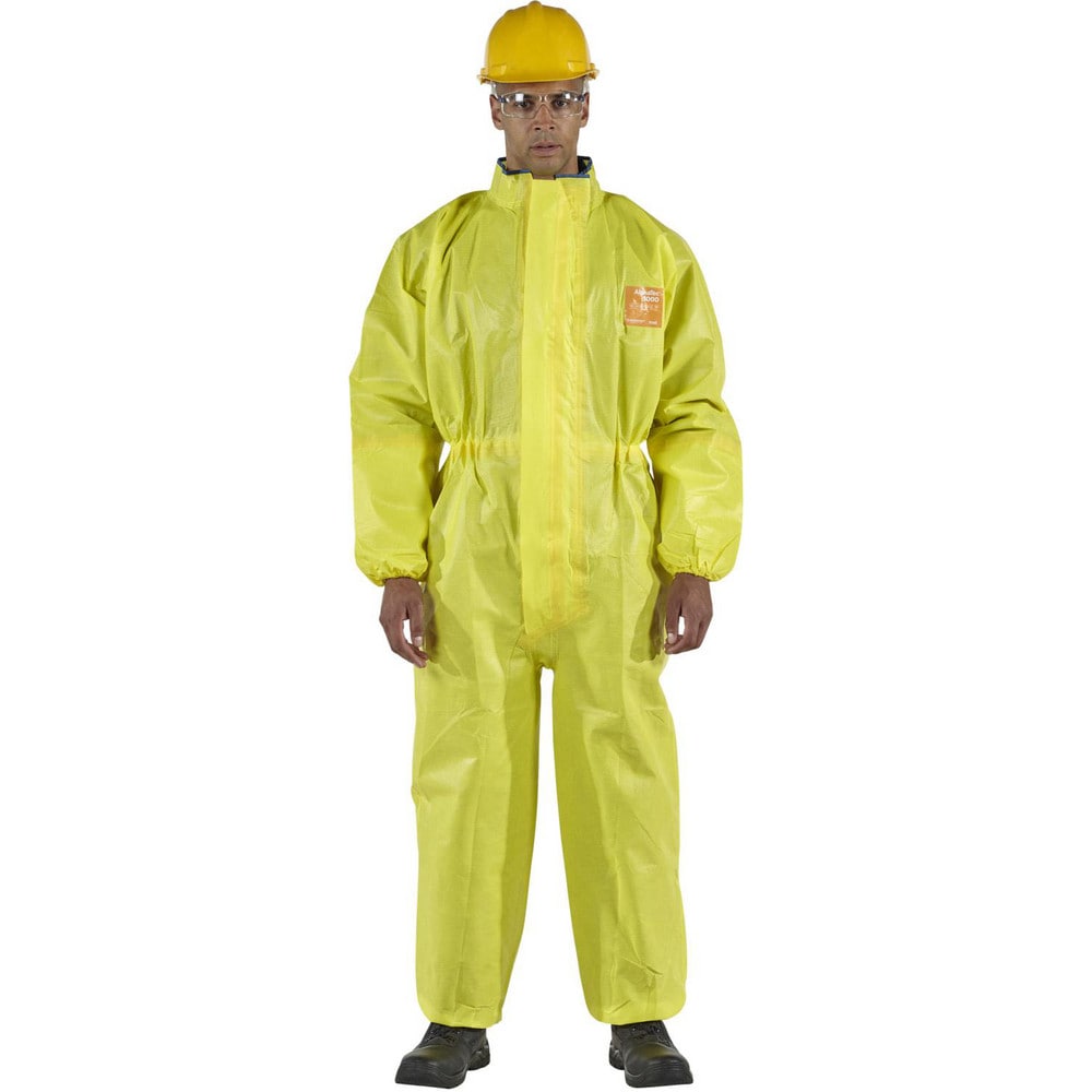 Disposable Coveralls: Size 2X-Large, 0.4238 oz, Multi-Layer Non-Woven Barrier Laminate Fabric, Double Zipper Closure