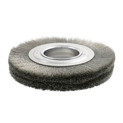 12″ Diameter × 1 1/4″ Width, Carbon Steel, 0.014″ Crimped Bristle, Wheel Brush