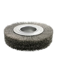 6″ Diameter × 1 3/8″ Width, Carbon Steel, 0.014″ Crimped Bristle, Wheel Brush