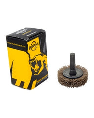 1 1/2″ Diameter × 0.437″ Width, 120 Grit, Aluminum Oxide, 0.040″ Crimped Bristle, Wheel Brush