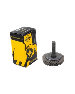 1 1/2″ Diameter × 0.437″ Width, 80 Grit, Aluminum Oxide, 0.040″ Crimped Bristle, Wheel Brush