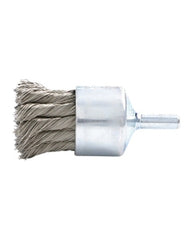 1 1/8″ Diameter × 1/4″ Shank Diameter × 7/8″ Trim Length, 0.020″ Crimped Bristle, Carbon Steel, Knotted End Brush