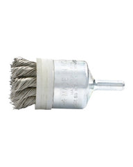1 1/8″ Diameter × 1/4″ Shank Diameter × 7/8″ Trim Length, 0.020″ Crimped Bristle, Carbon Steel, Knotted End-Banded Brush