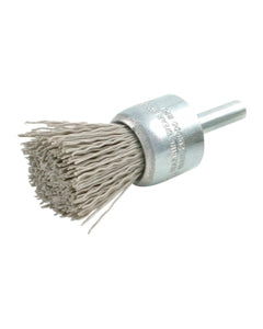 1″ Diameter × 1/4″ Shank Diameter × 7/8″ Trim Length, 0.018″ Abrasive Nylon Bristle, Aluminum Oxide, Solid End Brush