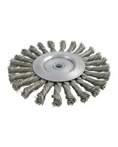7″ Diameter × 1/2″ Width, Carbon Steel, 0.023″ Knotted Bristle, Wheel Brush