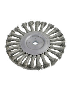 7″ Diameter × 5/8″ Width, Carbon Steel, 0.014″ Knotted Bristle, Wheel Brush