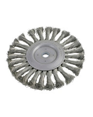 6″ Diameter × 5/8″ Width, Stainless Steel, 0.0118″ Knotted Bristle, Wheel Brush