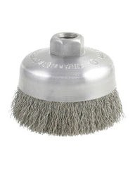 ‎0.014″ Bristle Dia., 3″ × 1″, 5/8″-11 Arbor Hole, Carbon Steel, Crimped Wire (Light Duty Use) Brush