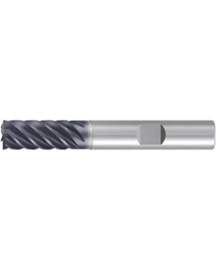 ‎Square End Mill; 5/8″ Dia. × 1-1/4″ LOC × 5/8″ Shank Dia. × 3-1/2″ OAL ; 6 FL ; Carbide ; AlCr ; 0.008″ R