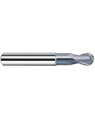 1 mm Cutting Dia. × 3 mm Shank Dia. × 1 mm LOC × 40 mm OAL, 2 Flute, Carbide, Polychrom, Ballnose Endmill, Sphericut