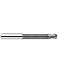 1 mm Cutting Dia. × 6 mm Shank Dia. × 1.5 mm LOC × 66 mm OAL, 2 Flute, Carbide, Polychrom, Ballnose Endmill, Sphericut