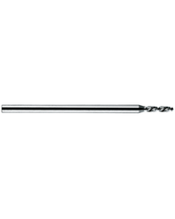 0.27 mm Dia. × 1 mm Shank Dia. × 25 mm OAL × 1.3 mm LCF, 120 Degrees, 5xD, 2 Flute, Uncoated - Solid Carbide Drills