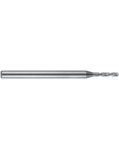 1.86 mm Dia. × 3 mm Shank Dia. × 38 mm OAL × 8.4 mm LCF, 120 Degrees, 5xD, 2 Flute, Uncoated - Solid Carbide Drills