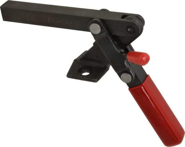 De-Sta-Co - 1,000 Lb Holding Capacity, Vertical Handle, Manual Hold Down Toggle Clamp - 65° Handle Movement, 195° Bar Opening, Solid Bar, Flanged Base, Electro-Plated Zinc, Carbon Steel - Exact Tool & Supply