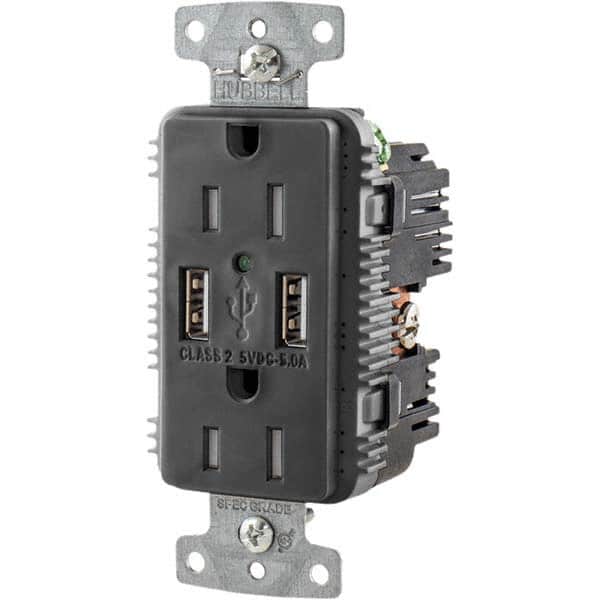 Hubbell Wiring Device-Kellems - USB Receptacles Number of USB Ports: 2 Number of Receptacles: 2 - Exact Tool & Supply