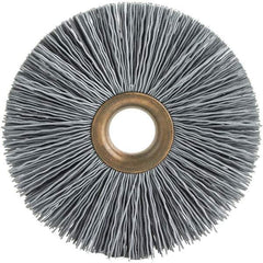Brush Research Mfg. - 3-1/2" OD, 5/8" Arbor Hole, Crimped Abrasive Nylon Wheel Brush - 3/4" Face Width, 3/16" Trim Length, 20,000 RPM - Exact Tool & Supply