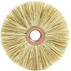 Brush Research Mfg. - 2-1/2" OD, 1/2" Arbor Hole, Crimped Tampico Wheel Brush - 3/8" Face Width, 13/16" Trim Length, 20,000 RPM - Exact Tool & Supply