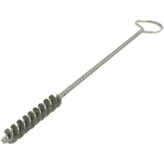 Brush Research Mfg. - 1-1/2" Diam Helical Stainless Steel Tube Brush - Single Spiral, 0.01" Filament Diam, 3" Brush Length, 12" OAL, 0.245" Diam Galvanized Steel Shank - Exact Tool & Supply
