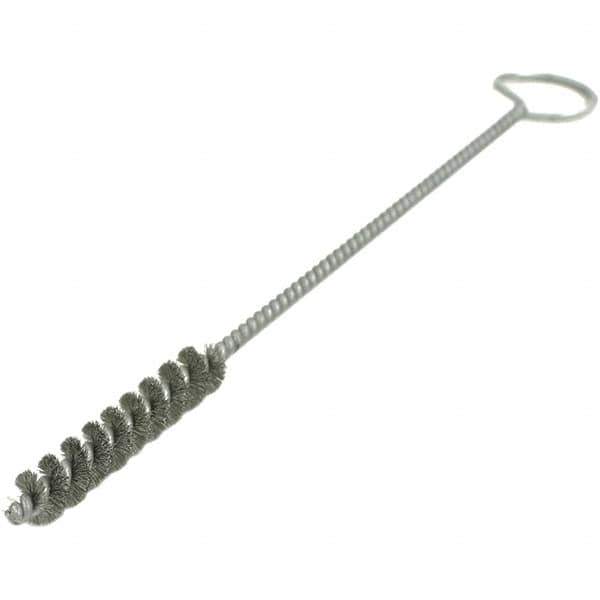 Brush Research Mfg. - 3" Diam Helical Stainless Steel Tube Brush - Single Spiral, 0.012" Filament Diam, 4" Brush Length, 18" OAL, 0.168" Diam Galvanized Steel Shank - Exact Tool & Supply