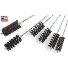 Brush Research Mfg. - 3" Diam Helical Natural Bristle Tube Brush - Single Spiral, 0.012" Filament Diam, 4" Brush Length, 18" OAL, 0.292" Diam Galvanized Steel Shank - Exact Tool & Supply