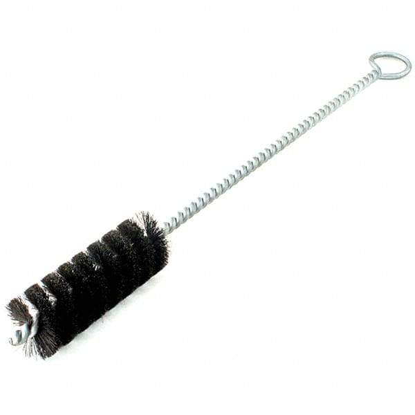 Brush Research Mfg. - 3/8" Diam Helical Natural Bristle Tube Brush - Single Spiral, 0.006" Filament Diam, 2" Brush Length, 8" OAL, Galvanized Steel Shank - Exact Tool & Supply