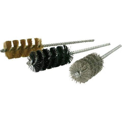 Brush Research Mfg. - 7/16" Diam Helical Steel Tube Brush - Single Spiral, 0.006" Filament Diam, 1-1/2" Brush Length, 5" OAL, 0.168" Diam Galvanized Steel Shank - Exact Tool & Supply