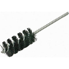 Brush Research Mfg. - 7/8" Diam Helical Nylon Tube Brush - Single Spiral, 0.014" Filament Diam, 2" Brush Length, 6" OAL, 0.22" Diam Galvanized Steel Shank - Exact Tool & Supply