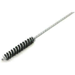 Brush Research Mfg. - 5/8" Diam Helical Nylon Tube Brush - Single Spiral, 0.017" Filament Diam, 3" Brush Length, 12" OAL, 0.19" Diam Galvanized Steel Shank - Exact Tool & Supply