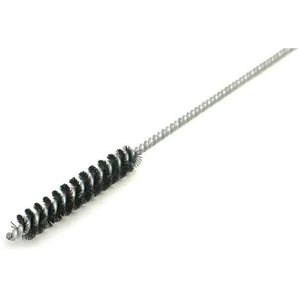 Brush Research Mfg. - 3/8" Diam Helical Nylon Tube Brush - Single Spiral, 0.01" Filament Diam, 3" Brush Length, 34" OAL, 0.168" Diam Galvanized Steel Shank - Exact Tool & Supply