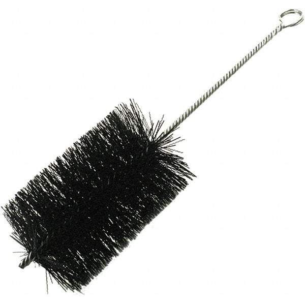 Brush Research Mfg. - 2" Diam Helical Nylon Tube Brush - Single Spiral, 0.022" Filament Diam, 6" Brush Length, 18" OAL, 0.12" Diam Galvanized Steel Shank - Exact Tool & Supply