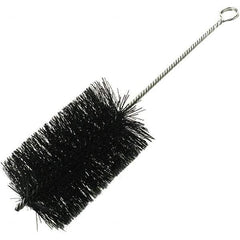 Brush Research Mfg. - 2" Diam Helical Nylon Tube Brush - Single Spiral, 0.022" Filament Diam, 6" Brush Length, 18" OAL, 0.12" Diam Galvanized Steel Shank - Exact Tool & Supply
