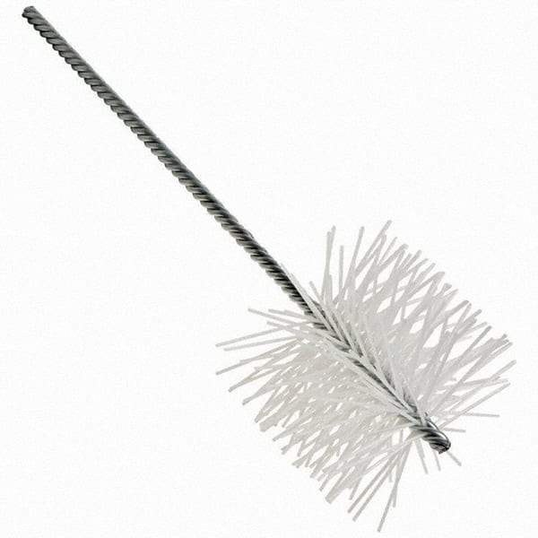 Brush Research Mfg. - 5-1/2" Diam Helical Nylon Tube Brush - Single Spiral, 0.079" Filament Diam, 8" Brush Length, 8" OAL, 0.292" Diam Galvanized Steel Shank - Exact Tool & Supply