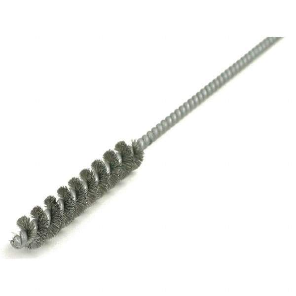 Brush Research Mfg. - 5/8" Diam Helical Steel Tube Brush - Single Spiral, 0.006" Filament Diam, 3" Brush Length, 30" OAL, 0.22" Diam Galvanized Steel Shank - Exact Tool & Supply