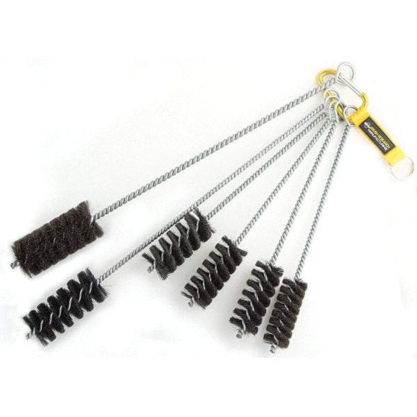 Brush Research Mfg. - 1-3/4" Diam Helical Natural Bristle Tube Brush - Single Spiral, 0.012" Filament Diam, 3-1/2" Brush Length, 18" OAL, 0.292" Diam Galvanized Steel Shank - Exact Tool & Supply