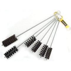 Brush Research Mfg. - 1-3/4" Diam Helical Natural Bristle Tube Brush - Single Spiral, 0.012" Filament Diam, 3-1/2" Brush Length, 18" OAL, 0.292" Diam Galvanized Steel Shank - Exact Tool & Supply