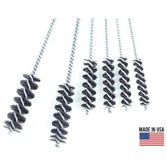 Brush Research Mfg. - 3" Diam Helical Nylon Tube Brush - Single Spiral, 0.245" Filament Diam, 3" Brush Length, 18" OAL, 0.292" Diam Galvanized Steel Shank - Exact Tool & Supply