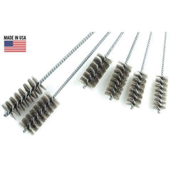 Brush Research Mfg. - 3" Diam Helical Steel Tube Brush - Single Spiral, 0.012" Filament Diam, 4" Brush Length, 18" OAL, 0.292" Diam Galvanized Steel Shank - Exact Tool & Supply