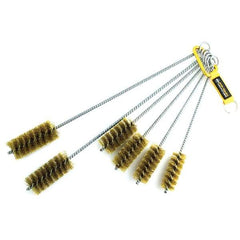 Brush Research Mfg. - 1-3/4" Diam Helical Brass Tube Brush - Single Spiral, 0.012" Filament Diam, 3-1/2" Brush Length, 18" OAL, 0.292" Diam Galvanized Steel Shank - Exact Tool & Supply