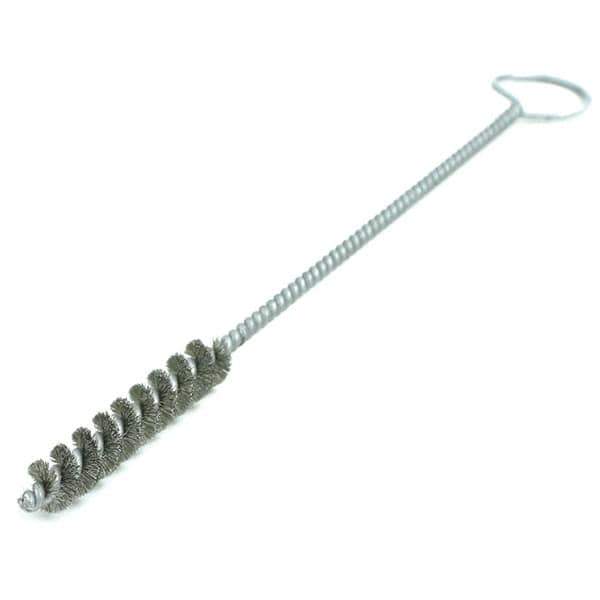 Brush Research Mfg. - 5/16" Diam Helical Steel Tube Brush - Single Spiral, 0.006" Filament Diam, 2" Brush Length, 8" OAL, 0.14" Diam Galvanized Steel Shank - Exact Tool & Supply