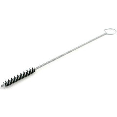 Brush Research Mfg. - 1/4" Diam Helical Nylon Tube Brush - Single Spiral, 0.008" Filament Diam, 2" Brush Length, 10" OAL, 0.097" Diam Galvanized Steel Shank - Exact Tool & Supply