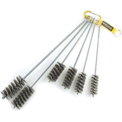 Brush Research Mfg. - 1-3/4" Diam Helical Steel Tube Brush - Single Spiral, 0.012" Filament Diam, 3-1/2" Brush Length, 18" OAL, 0.292" Diam Galvanized Steel Shank - Exact Tool & Supply