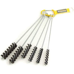Brush Research Mfg. - 1" Diam Helical Natural Bristle Tube Brush - Single Spiral, 0.01" Filament Diam, 3" Brush Length, 12" OAL, 0.22" Diam Galvanized Steel Shank - Exact Tool & Supply