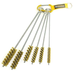 Brush Research Mfg. - 1" Diam Helical Brass Tube Brush - Single Spiral, 0.01" Filament Diam, 3" Brush Length, 12" OAL, 0.245" Diam Galvanized Steel Shank - Exact Tool & Supply