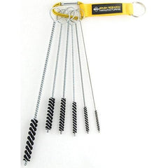 Brush Research Mfg. - 7/16" Diam Helical Natural Bristle Tube Brush - Single Spiral, 0.006" Filament Diam, 2-1/2" Brush Length, 10" OAL, 0.168" Diam Galvanized Steel Shank - Exact Tool & Supply